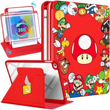 Imagem de Besoar Linda capa para iPad mini 5ª/4ª/3ª/2ª/1ª para meninas e meninas – Capas femininas com desenho kawaii, suporte giratório 360 com suporte para lápis, cogumelo