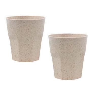 Imagem de Kit 2 Copos Mini Roma Fibra Madeira Palha 300Ml - Bb Store