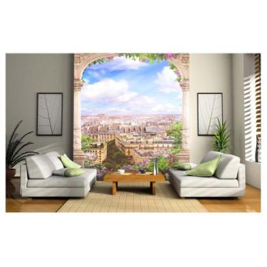 Imagem de Papel De Parede Paisagem Digital Arco Flor 3D Dav58 - Você Decora