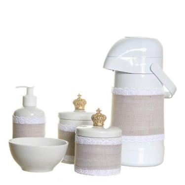 Imagem de Potesgarrafamolhadeiraporta Álcool Gel Corôa E Capa - Potinho de mel