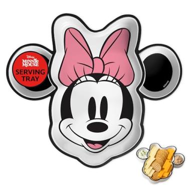 Imagem de Bandeja de servir em forma de Disney – Bandeja de comida de plástico sem BPA com 3 compartimentos, bandeja decorativa para lanches, frutas, aperitivos e sobremesas, utensílios de servir reutilizáveis