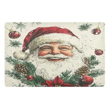 Imagem de SEHANY Tapete de porta de inverno Papai Noel Natal para todos os climas, impermeável, secagem rápida, bem-vindo, tapete de entrada antiderrapante, tapete decorativo de poliéster para entrada, varanda