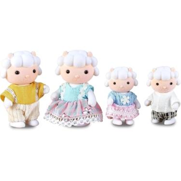 Imagem de Zoop Toys Família Ovelha Decorativa, Conjunto de 4 Bonecos de Pelúcia, Vestidos em Trajes Tradicionais, Cadddsinha Feliz