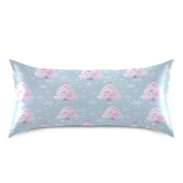 Imagem de ATTX Fronha de árvore de Natal rosa com fecho de envelope para cabelo e pele, macia, respirável, lisa, ambos os lados, capa de almofada de seda refrescante (King 50 cm × 101 cm, 1 peça) #872