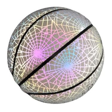 Imagem de Sporting Goods Bola de basquete refletiva brilhante, basquete tamanho 7 brilha no escuro para treinamento, uso interno, externo e noturno, presente de bola de cesta para adultos ou adolescentes