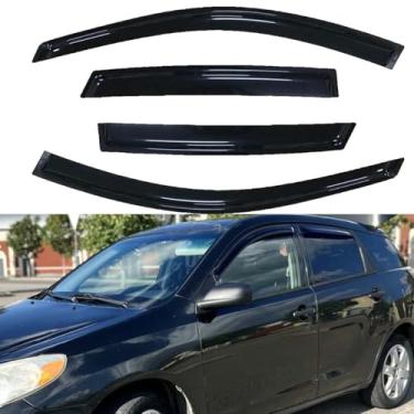 Imagem de 4 peças de defletores de vento de janela lateral, protetores de chuva de sombra de montagem externa, viseiras de fumaça escura para Toyota Matrix E130 / Pontiac Vibe 94455 2003-2008