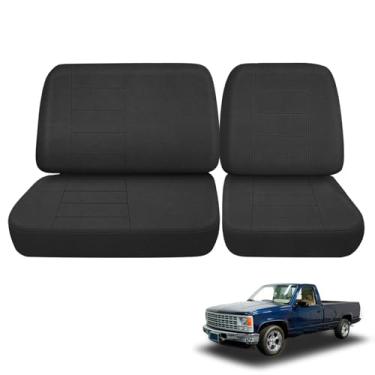Imagem de SAPUBK Capas de banco dianteiro substituem para Chevy C/K 1500 1988-1994 Pickup 40/60 assento sem encostos de cabeça, forro de espuma macia composto de tecido de malha almofada respirável Airmesh