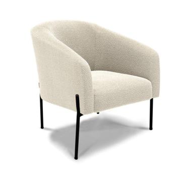 Imagem de Poltrona Decorativa Pé De Ferro Preto Stella Bouclê Bege D03 - D'rossi