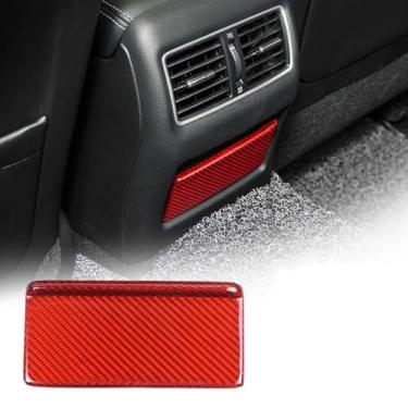 Imagem de FINMOKAL Acabamento do painel de ventilação traseira do console central do carro de fibra de carbono real compatível com Infiniti Q50L 2015-2022, vermelho