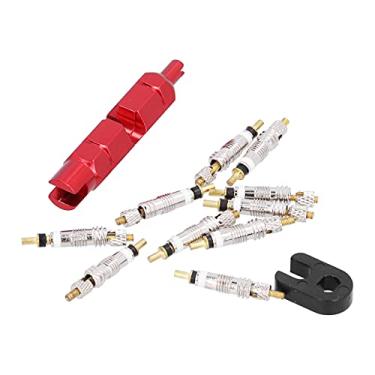 Imagem de Cryfokt Kit de Ferramentas de Reparo de Núcleo de Válvula de Pneu de Bicicleta - Conjunto de 10 Peças de Latão Francês Durável para Bicicleta de Montanha - Resistência à Pressão e Resistência à