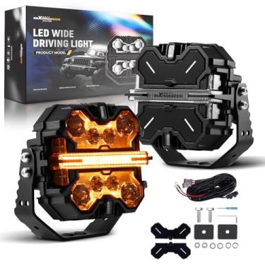Imagem de maXpeedingrods 7 inch LED Off Road Lights 332W, 7 RGB Colors LED Light Bar, Auxiliary Driving Pod Lights, w/ 270°Side Shooter and Black Covers Spot Light for Jeep SUV Pickup ATV