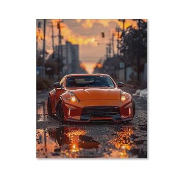 Imagem de HouLaiZhe 350z Jdm carro avião pôsteres pôr do sol lona parede estética decoração de sala de parede impressões galeria sala decoração de parede para quarto sala de estar escritório 16 x 20 polegadas