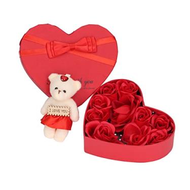 Imagem de aqxreight Caixa de Presente de Sabão Decorações de Casa Em Forma de Coração Cores Rápidas Sabonete de Flor de Banho Macio Romântico, Especialmente Enquanto Longo e para Poder, a Flor Artificial será Mantida e ensaboará Uma de Sabão Rosa