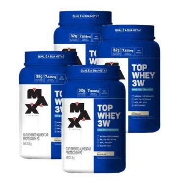 Imagem de Kit 4 X TOP WHEY 3W MAIS PERFORMANCE MAX TITANIUM 900g, Baunilha