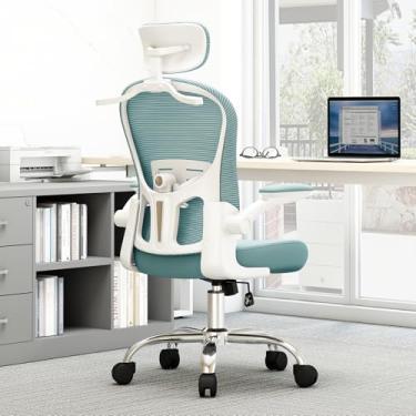 Imagem de TLLMOON -6066 Assento microajustável detalhado, assento para levantar e mover, suporte lombar 4D, apoio de braço 2D com apoio de cabeça, boom. Cadeira de estudo, cadeira de jogos. (W-azul)