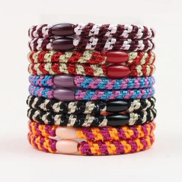 Imagem de Pacote com 10 laços de cabelo elásticos para mulheres, faixas grossas sem vincos com suportes de rabo de cavalo fortes para mulheres, acessórios elegantes com design clássico (estilo 13)