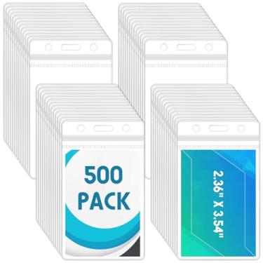 Imagem de Marspark 500 peças de porta-cartões de identificação de plástico transparente com zíper resselável à prova d'água capa de PVC transparente para escritório e escola