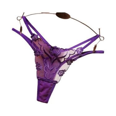 Imagem de Calcinhas Transparentes Sexy Bordadas Para Mulheres, Tanga Sem Costura