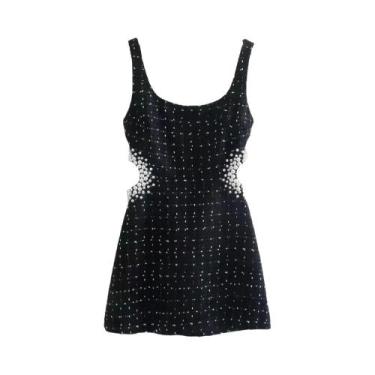 Imagem de Vestido Mini Sem Mangas Texturizado Para Mulheres, Decote Redondo, Pér