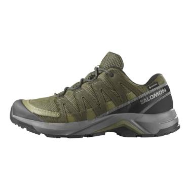 Imagem de Salomon Tênis de caminhada masculino X-Adventure Recon Gore-Tex, tração à prova d'água e suporte para caminhadas rápidas e terrenos mistos, Olive Night/Martini Olive/Estanho, 9 Wide