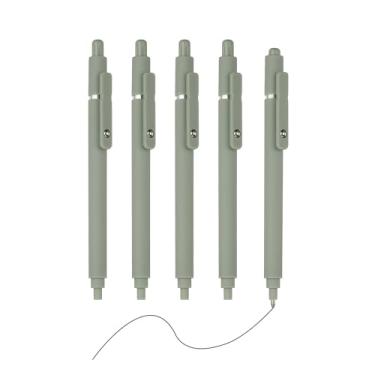Imagem de PATIKIL Pacote com 5 canetas retráteis de 0,5 mm, canetas esferográficas retráteis, ponta fina, escrita suave, fofa, para escritório, casa, caderno, diário, verde-escuro