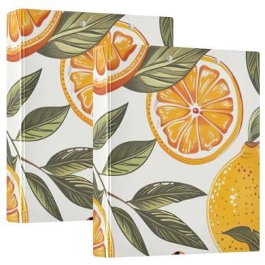 Imagem de Pasta de pasta de limão em aquarela, fichário espaçoso de 3 cm com bolsos, ideal para escritório, escola, casa, pacote com 2