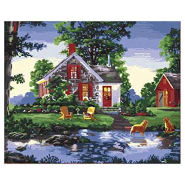 Imagem de Kit de Pintura por Número em Tela para DIY Padrão Casa Bonita Adultos Iniciantes Artesanato Decoração Parede Residencial Presente Sem Moldura