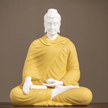 Imagem de FENNYYAR Escultura de estátua de Buda doméstica de cerâmica, 15,5 cm 15,5 cm, ornamento de decoração Shakyamuni