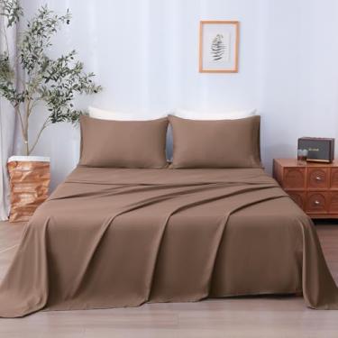 Imagem de LONAVA Jogo de cama completo de 4 peças, lençóis de microbifer ultramacios e respiráveis, lençóis de cama de luxo Oeko-Tex de 1600 fios, bolso profundo de 35,5 a 40,6 cm, durável, sem rugas, marrom