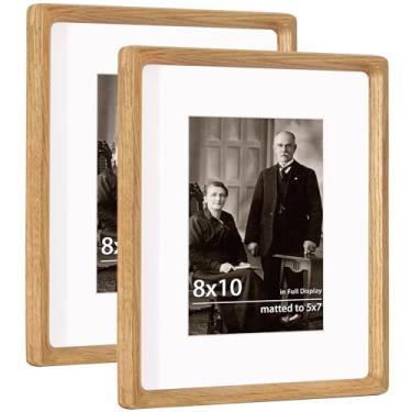 Imagem de Moldura de carvalho 20,5 x 25,4 cm, moldura de madeira natural, feita à mão, canto arredondado com tapete para exibição de fotos de 15 x 20 cm com imagem de família de vidro real, foto, certificado