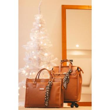 Imagem de Kit Mala de Viagem + Pasta Executiva Notebook Charlotte Viccina, Bege,
