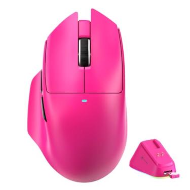 Imagem de ATTACK SHARK Mouse para jogos V6 65g Superlight sem fio com base de carregamento magnético RGB, mouse BT/2,4 GHz sem fio/com fio 1K, sensor PixArt PAW3311, 25K DPI, mouse gamer de escritório para PC