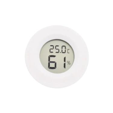 Imagem de AHGDDA Mini termômetro digital redondo higrômetro medidor de temperatura sensor medidor de umidade monitor detector de aquário interno incubadora (branco)