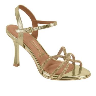 Imagem de Sandalia vizzano salto fino ref 6552.203.30590 feminino, 38, Dourado