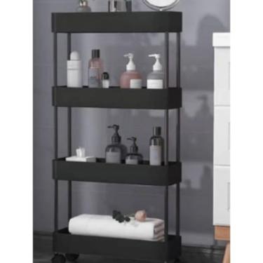 Imagem de Carrinho Auxiliar Organizador 4 Andares com Rodinhas – Multiuso para Casa, Oficina, Salão e Armazenamento de Objetos(PRETO,P)