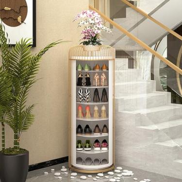 Imagem de Lss9azznmm Suporte de metal para sapatos – organizador de sapateira vertical prateleira giratória para sapatos pequenos – sem montagem de ferramentas – ideal para entrada, armário, quarto (B sem luz)