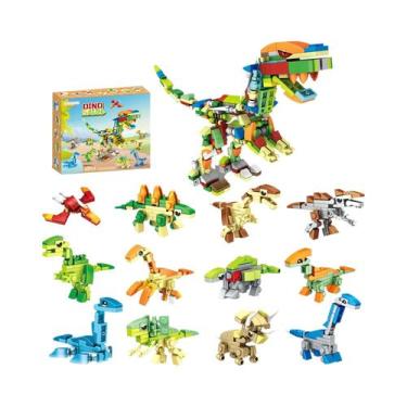 Imagem de Conjunto De Blocos De Montar Dinossauro 12 Em 1 Brinquedo Educativo Pa