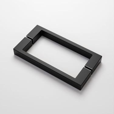 Imagem de Maçaneta de porta de chuveiro de aço inoxidável de 20 cm – Substituição da maçaneta de vidro deslizante para vidro perfurado, puxador resistente e seguro com ampla adaptabilidade quadrada (preto fosco