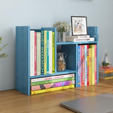 Imagem de Estante retrátil de mesa, suporte de exibição de armazenamento aberto, organizador de mesa de madeira, estante de mesa, estante de dormitório, estante de mesa de computador, estante de mesa de bancada