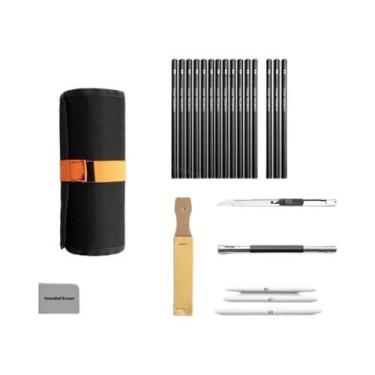 Imagem de Conjunto De Lápis De Desenho Com Bolsa De Lona Enrolável 27 38 47 Peça