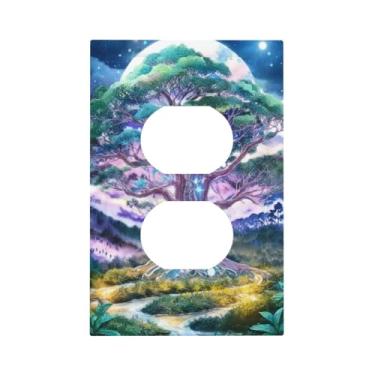 Imagem de Capa decorativa para interruptores de luz, árvore mágica, 1 gang, tomada dupla única, placa de parede, placa elétrica para decoração de casa