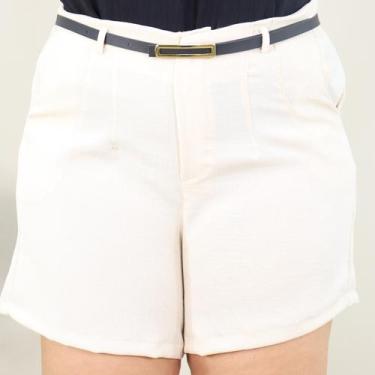 Imagem de Short Bermuda Plus Size Feminino Linho Corte Alfaiataria - 40 Graus Mo