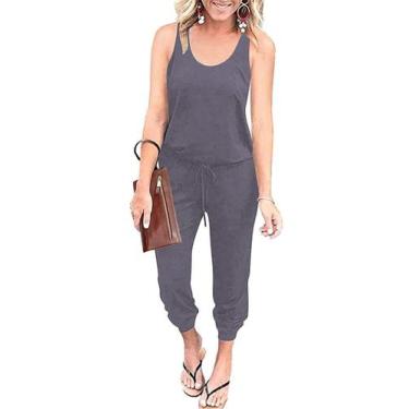 Imagem de Macacão Feminino PRETTYGARDEN Sem Manga Cinza Escuro G