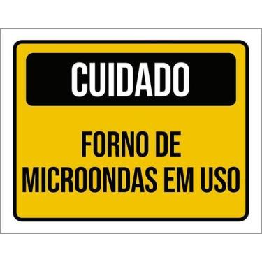 Imagem de Kit 5 Placa Acm Cuidado Forno Microondas Em Uso 18X23 - Sinalizo