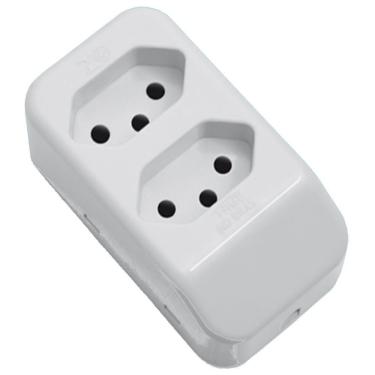 Imagem de Tomada Móvel Múltipla 2p+t 10a 250 Volts Dupla Cinza - 2699 - Fame Tomada Padrao 2p+t Dupla 10a Cinza Fame 2699