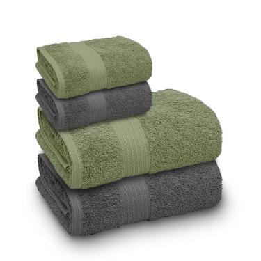 Imagem de Jogo De Toalha Banhão Indiana Intense 100% Algodão 4 Peças Gramatura 600 Chumbo/alecrim