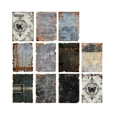 Imagem de Papel Vintage Efeito Ferrugem 30 Folhas Para DIY, Planner, Diário, Álb