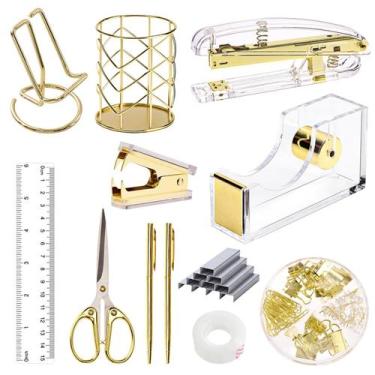 Imagem de Conjunto de material de escritório EOOUT Gold Acrylic com grampeador, 