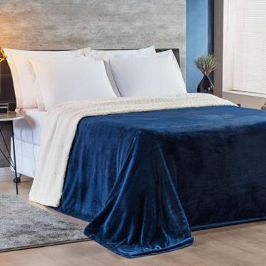 Imagem de Cobertor Alaska Dupla Face com Sherpa Queen 01 Peça Marinho - BIA ENXO