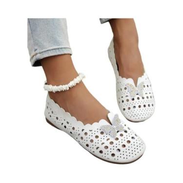 Imagem de Sapatos Femininos Slip-on Com Design Oco E Detalhes De Borboleta, Sola